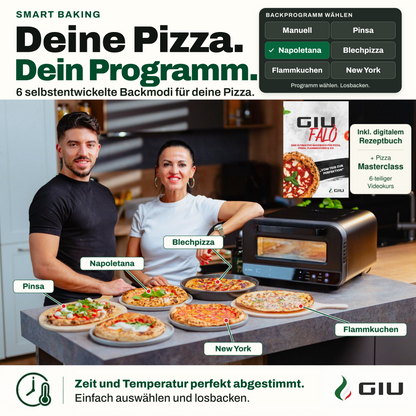 GIU Elektrischer Pizzaofen Falò - für neapolitanische Pizza, Pinsa und Flammkuchen