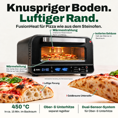 GIU Elektrischer Pizzaofen Falò - für neapolitanische Pizza, Pinsa und Flammkuchen