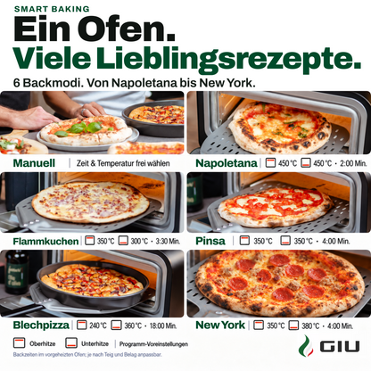 GIU Elektrischer Pizzaofen Falò - für neapolitanische Pizza, Pinsa und Flammkuchen