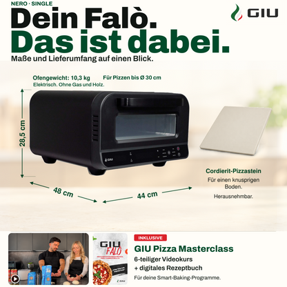GIU Elektrischer Pizzaofen Falò - für neapolitanische Pizza, Pinsa und Flammkuchen