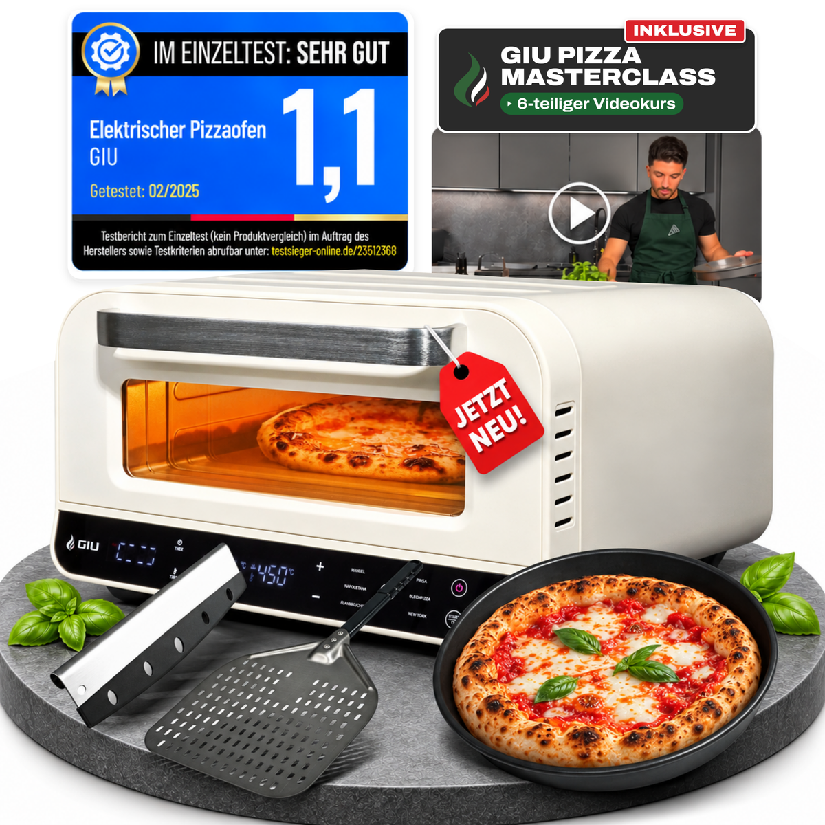 GIU Pizzaofen Falò Bianco mit Pizzaiolo Set